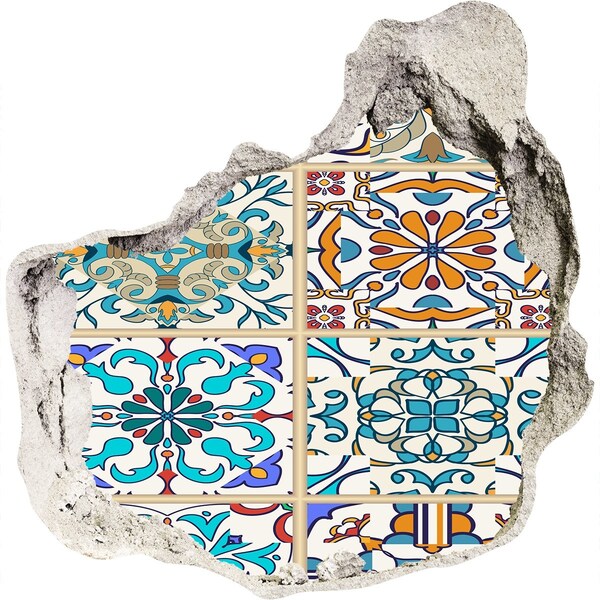 Adesivo effetto buco nel muro Piastrelle colorate in stile marocchino