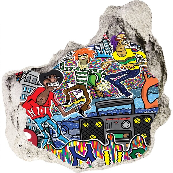 Trompe l'oeil buco nel muro Festa cittadina della gioia