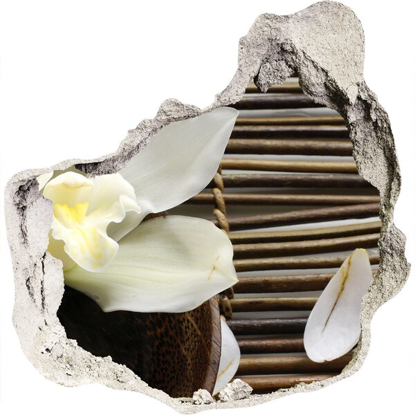 Finto buco nel muro 3D Un'oasi floreale tra le pietre