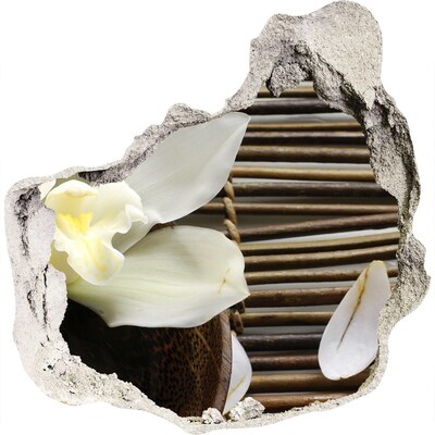 Finto buco nel muro 3D Un'oasi floreale tra le pietre