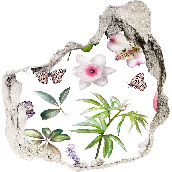 Finto buco nel muro 3D Un paradiso di fiori dietro il muro