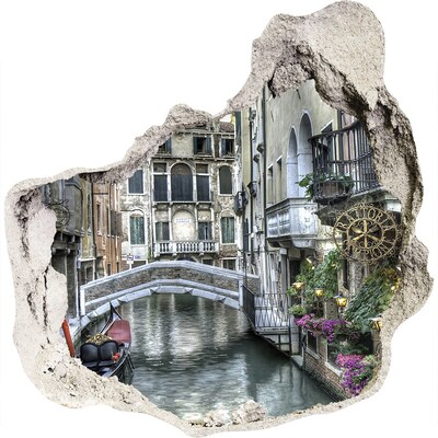 Trompe l'oeil buco nel muro Venezia con vista sui canali