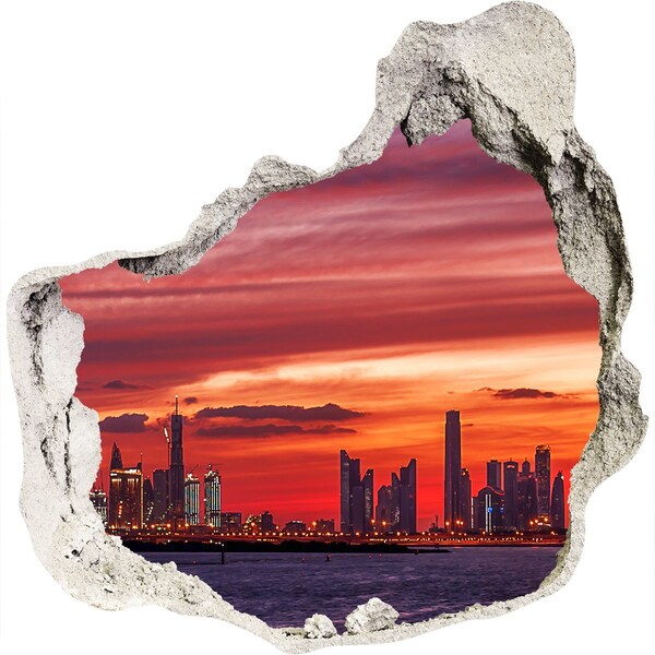 Adesivo effetto buco nel muro Tramonto su Dubai