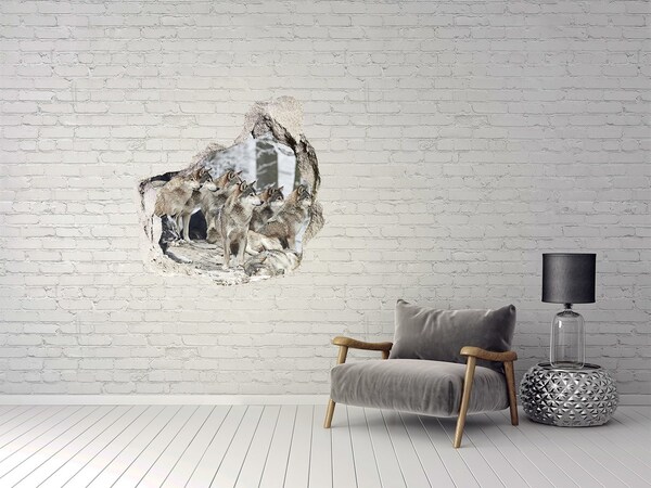 Finto buco nel muro 3D Lupi nel loro habitat naturale