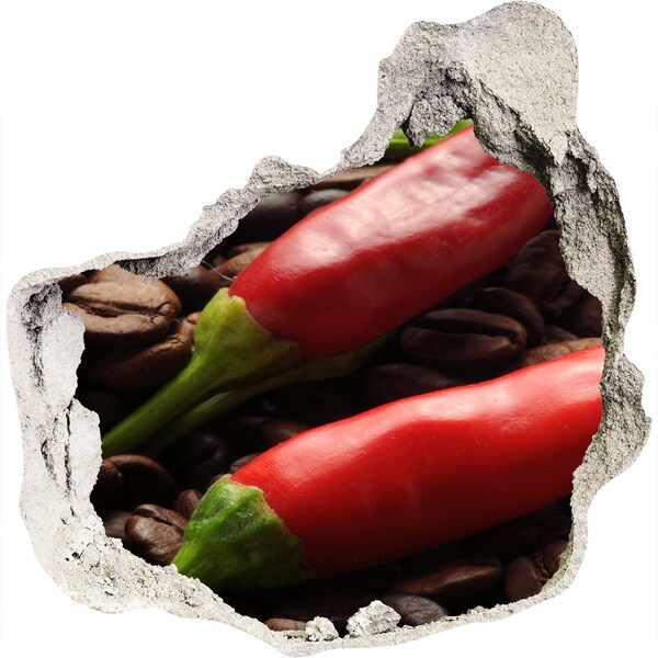 Trompe l'oeil buco nel muro Il sapore speziato del caffè e del peperoncino