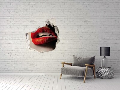 Finto buco nel muro 3D Labbra con rossetto rosso