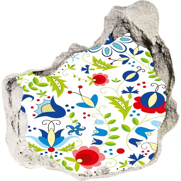 Trompe l'oeil buco nel muro Motivo floreale su sfondo di cemento