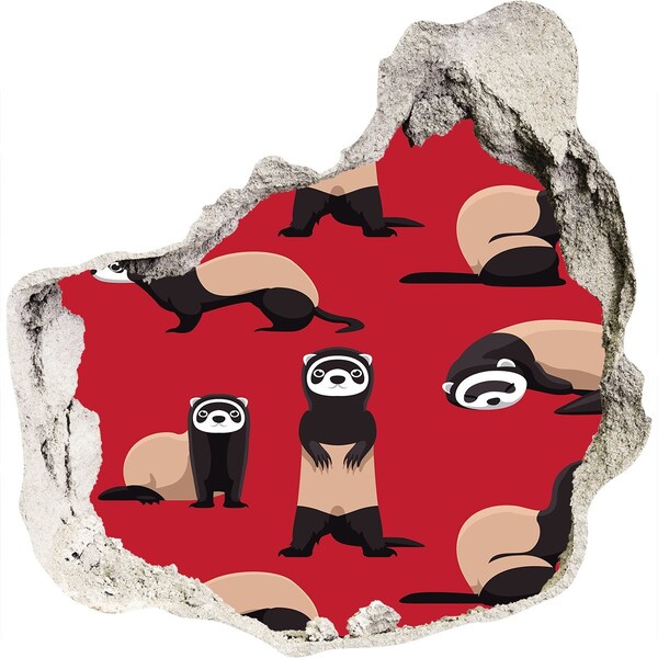 Trompe l'oeil buco nel muro Furetti stravaganti in un buco nel muro