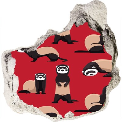 Trompe l'oeil buco nel muro Furetti stravaganti in un buco nel muro