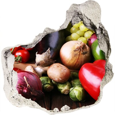 Adesivo effetto buco nel muro Frutta e verdura in un buco nel muro