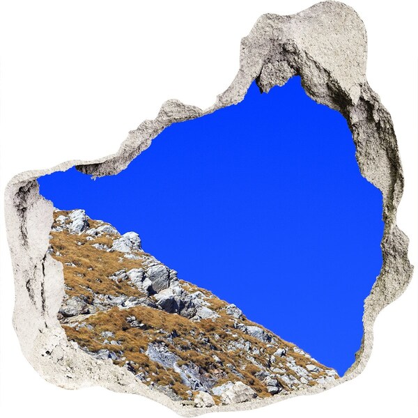 Adesivo effetto buco nel muro Paesaggio montano visto attraverso un buco nel muro