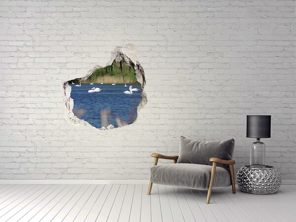 Finto buco nel muro 3D Lago con i cigni