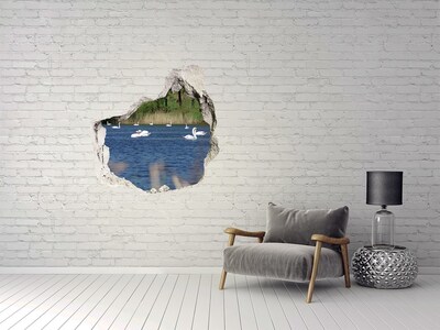 Finto buco nel muro 3D Lago con i cigni