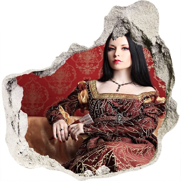 Trompe l'oeil buco nel muro Principessa tra le rocce