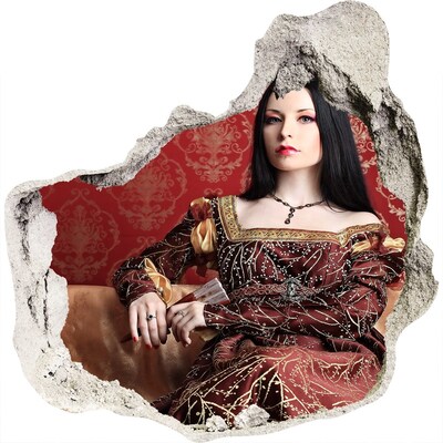 Trompe l'oeil buco nel muro Principessa tra le rocce