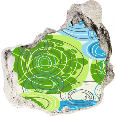 Trompe l'oeil buco nel muro Fantasie in verde e blu