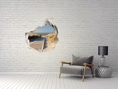 Trompe l'oeil buco nel muro Cartello per la spiaggia