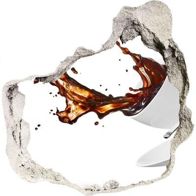 Trompe l'oeil buco nel muro Caffè che fuoriesce da un buco nel muro