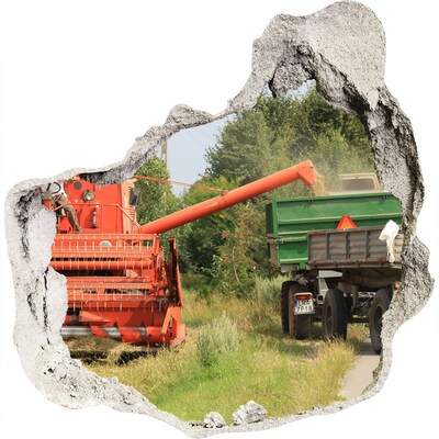 Trompe l'oeil buco nel muro Macchinari agricoli in azione