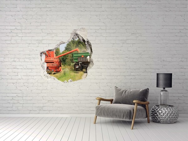 Trompe l'oeil buco nel muro Macchinari agricoli in azione