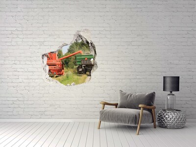 Trompe l'oeil buco nel muro Macchinari agricoli in azione