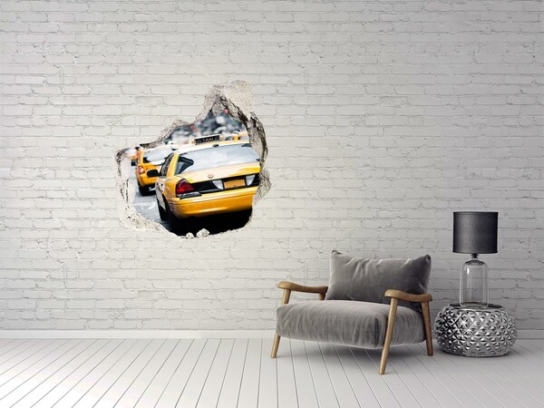 Trompe l'oeil buco nel muro Taxi di New York in azione