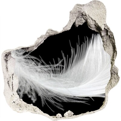 Finto buco nel muro 3D Una piuma in un buco nel muro