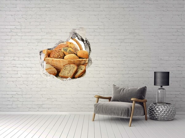 Trompe l'oeil buco nel muro Un cesto di pane fresco