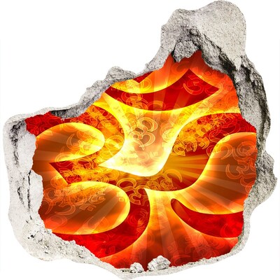 Trompe l'oeil buco nel muro Fuoco nel cuore delle mura