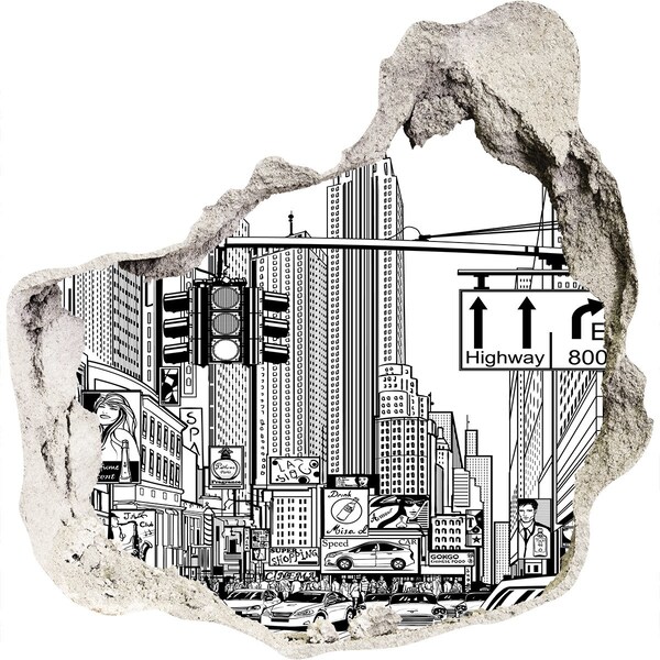 Finto buco nel muro 3D Le strade di New York