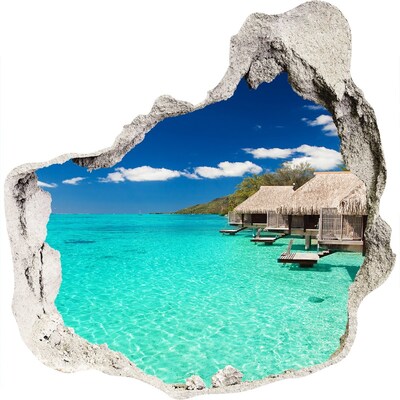 Trompe l'oeil buco nel muro Laguna paradisiaca tra i bungalow
