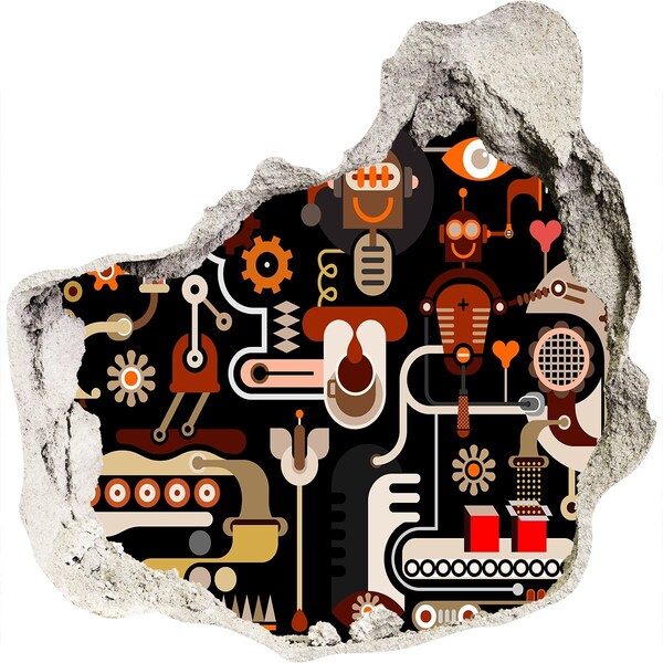 Trompe l'oeil buco nel muro Il mondo futuristico dei robot