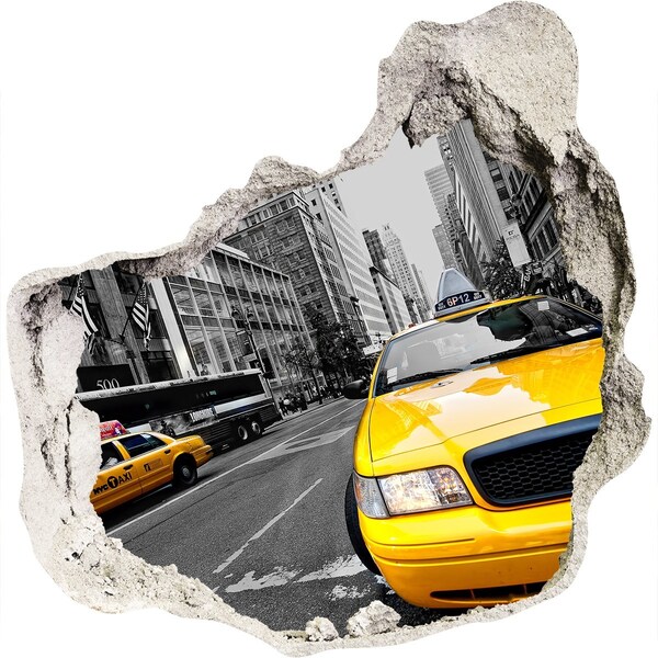 Finto buco nel muro 3D Taxi di New York in azione