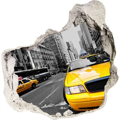 Finto buco nel muro 3D Taxi di New York in azione
