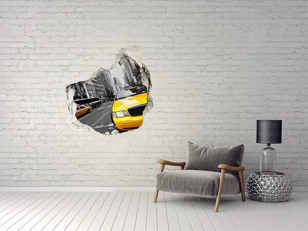 Finto buco nel muro 3D Taxi di New York in azione