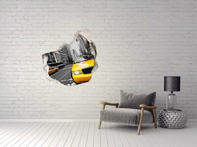Finto buco nel muro 3D Taxi di New York in azione