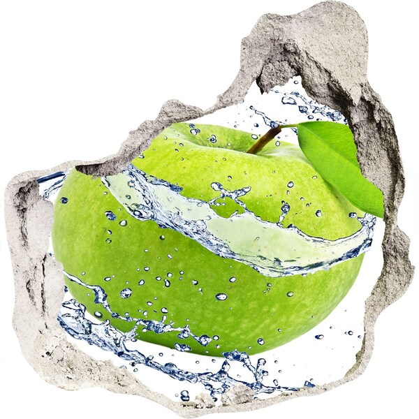 Adesivo effetto buco nel muro Mela verde in acqua