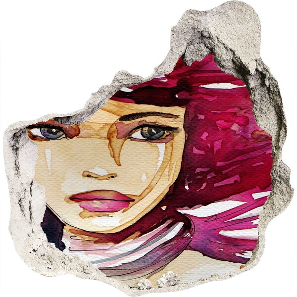 Finto buco nel muro 3D Ritratto con dettagli rosa