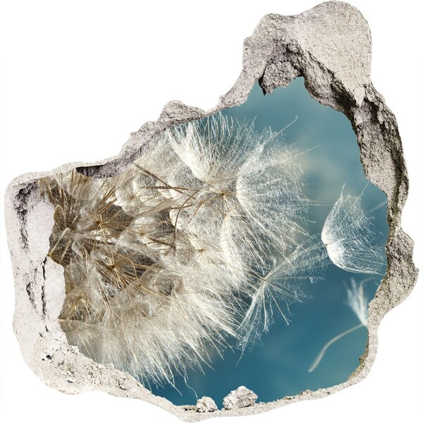 Adesivo effetto buco nel muro Denti di leone contro il cielo