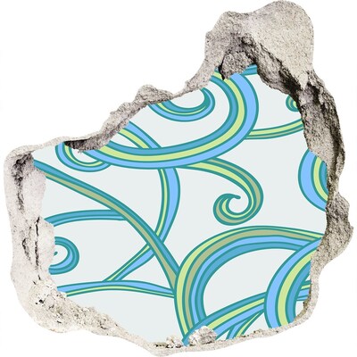 Trompe l'oeil buco nel muro Onde colorate sullo sfondo del muro