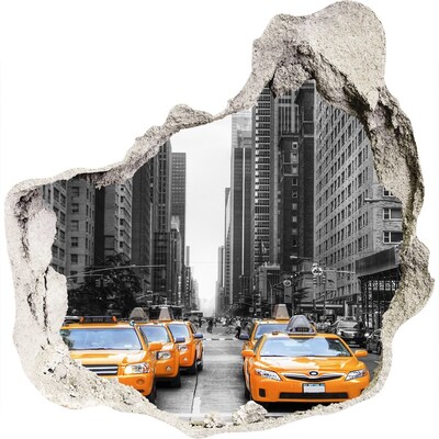 Finto buco nel muro 3D I taxi di New York nel paesaggio urbano