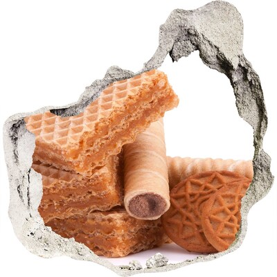 Trompe l'oeil buco nel muro Waffle dolci in un buco