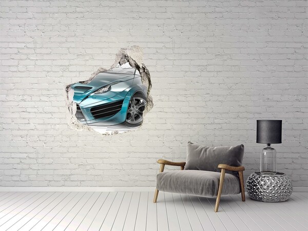 Trompe l'oeil buco nel muro Auto sportiva in un buco nel muro
