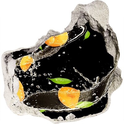 Trompe l'oeil buco nel muro Cascata di frutta in un buco nel muro