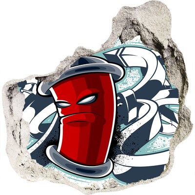 Finto buco nel muro 3D Tazza rossa con graffiti