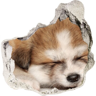 Adesivo effetto buco nel muro Cucciolo adorabile in un buco nel muro