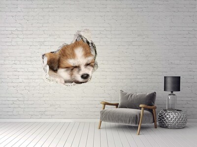 Adesivo effetto buco nel muro Cucciolo adorabile in un buco nel muro