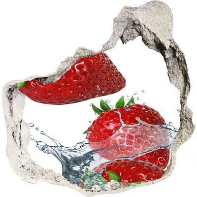 Adesivo effetto buco nel muro Fragole succose in acqua