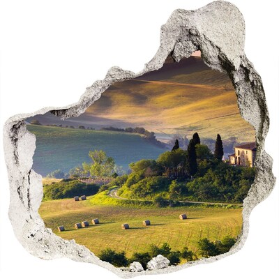Trompe l'oeil buco nel muro Il paesaggio idilliaco della Toscana