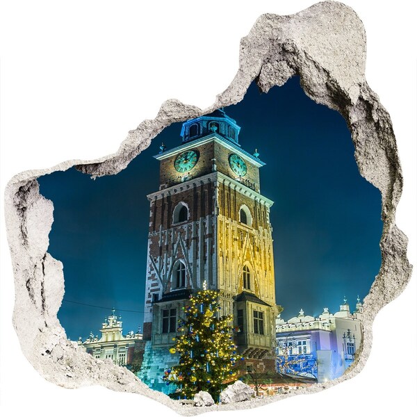 Finto buco nel muro 3D Torre dell'orologio di Cracovia
